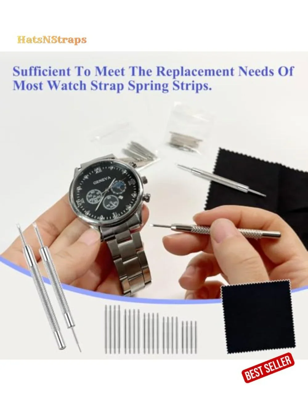 Watch Band Pins Kit with Spring Bars & Tools, Stainless Steel Repair Set